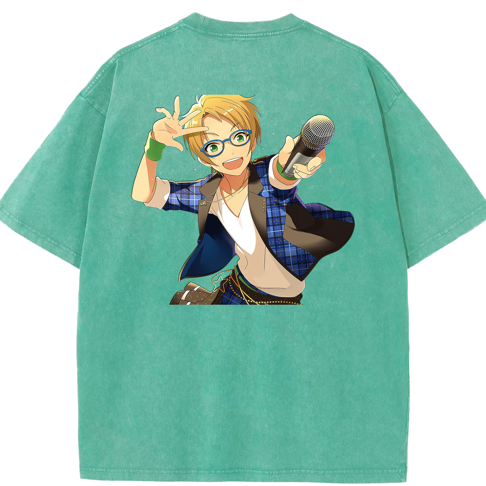 （画像用） あんさんぶるスターズ! Ensemble Stars 綿100% ヴィンテージ風 半袖Tシャツ（背面プリント）
